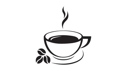 Coffee cup and beans on a white background. Vector illustration.