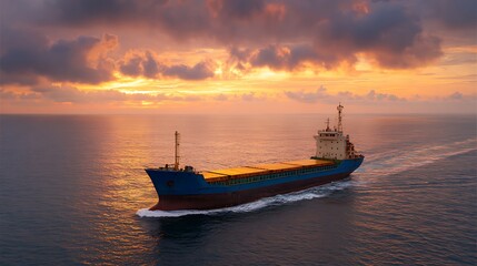 Obraz premium Global cargo and shipping vessel transporting goods by sea