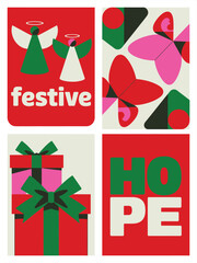 Vector block concept abstract geometric artwork, showcasing festive hope typography and colorful abstract shapes.
