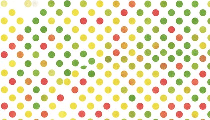 Watercolor polka dot pattern on white background, varied colors