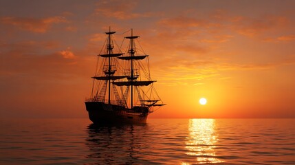 Obraz premium Adventure and exploration concept with an antique tall ship