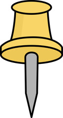 Yellow push pin - outline