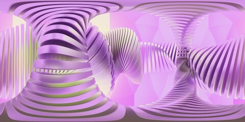 Vibrant abstract HDRI environment in pink and violet tones with smooth twisted geometry. Ideal for futuristic 3D renderings, lighting reflections, and immersive scenes.