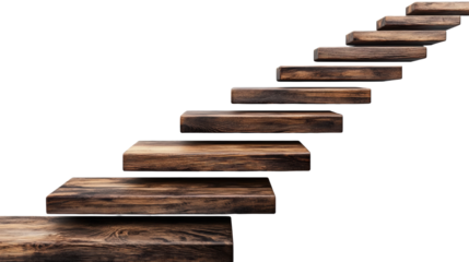 Wooden Stairs on a Transparent Background