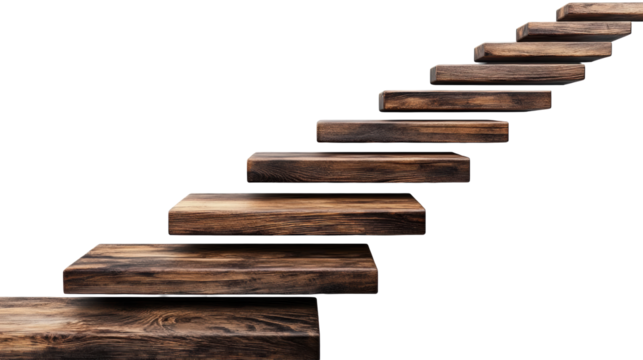 Wooden Stairs on a Transparent Background