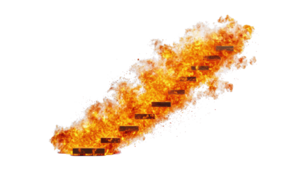 Flaming stairs on transparent background.