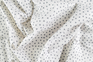 Draped Geometric White Fabric Background With Triangles