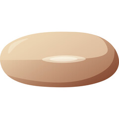 A Single Oval Shaped Beige Colored Bean Object With A Light Reflecting On Its Surface Rendered In A Pixelated Style On A Transparent Background
