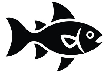 Black Fish Silhouettes Icon Set – 4 Distinct Side View Fish, Vector on Transparent or White Background