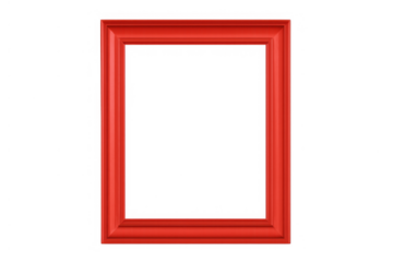 Red rectangular frame with empty space, transparent background, classic flat design element for messages