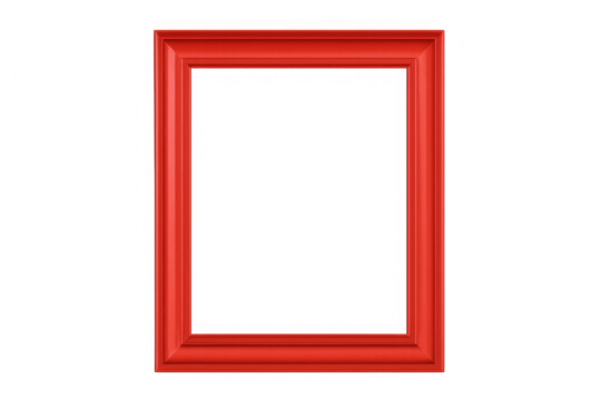 Red rectangular frame with empty space, transparent background, classic flat design element for messages