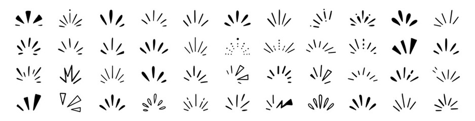 Doodle sparkle burst set on transparent background
