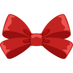 A single vibrant red bow with a glossy finish and a knot center isolated on a transparent background perfect for festive decorations and gift wrapping applications