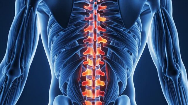 Human Spine Anatomy Visualization - Medical Illustration of Vertebral Column.