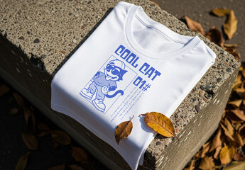 White Folded T-shirt Mockup