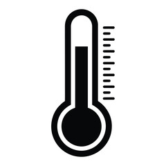 Black Thermometer Temperature Measurement Device Icon Silhouette for Weather or Fever Vector