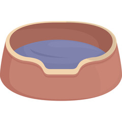 Simple Pet Bed With Blue Cushion And Tan Rim On A Transparent Background