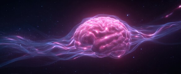 Abstract representation of a brain, surrounded by ethereal energy