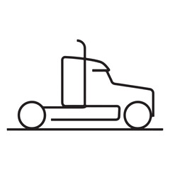 Semi truck tractor unit line outline drawing icon vector