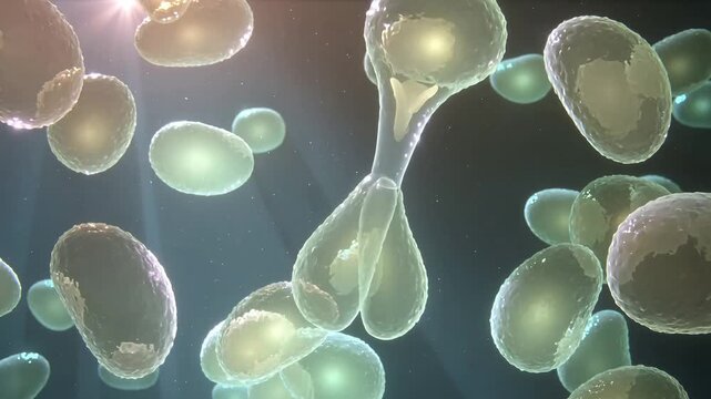 Seamless generative-AI video loop inspired by microscopic organic structures and biochemistry. Ideal for motion backgrounds, VJ visuals, science and tech videos