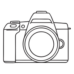 Modern professional digital camera outline vector icon