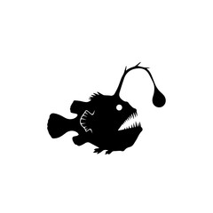Silhouette of a deep-sea anglerfish with its bioluminescent lure.