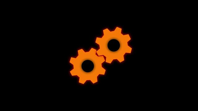 Update glowing setting icon setup animation. setting icon with spinning gears icon animated. Technology gear icon concept animation. on a black background