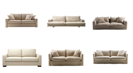 Selection of comfortable, stylish sofas. Diverse modern and classic upholstered designs, ideal for contemporary living rooms and elegant home decor