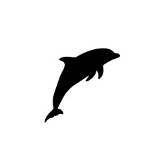 A silhouette of a dolphin leaping out of the water, captured in a dynamic pose.