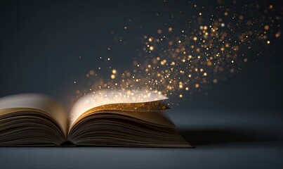 Open book with golden magic