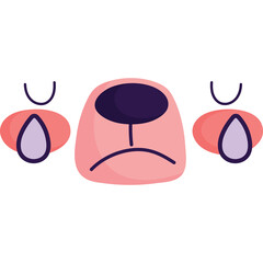 Simple Pink Cartoon Animal Face with Purple Accents on Transparent Background Detailed Illustration