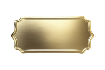 Ornate golden plaque isolated on a transparent background