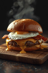 hamburger on a wooden background