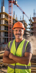 older man, construction worker at the construction site