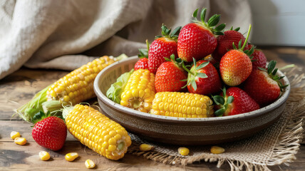 Strawberries and corn