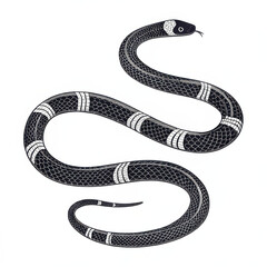Naklejka premium Coral snake illustration with distinct black and white pattern 