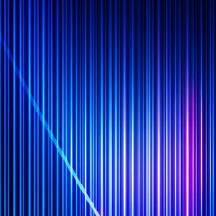 A vibrant neon vertical lines abstract background image.  Abstract background featuring vibrant blue and purple neon vertical lines, illuminated by soft diagonal light.