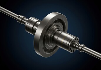 Dynamic metallic components smoothly turning, showcasing perpetual circular motion and interconnected mechanical systems. Intricate design ,industrial ,rotation ,physics