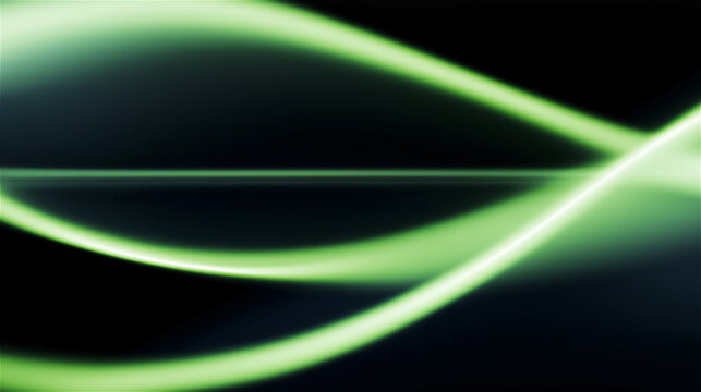Abstract green wave lines on black background, concept of energy, motion and futuristic technology with copy space.
