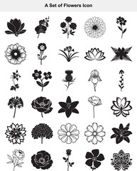 Elegant Collection of Diverse Floral Silhouettes and Botanical Icons