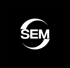 SEM set ,SEM logo. S E M design. White SEM letter. SEM, S E M letter logo design. Initial letter SEM letter logo set, linked circle uppercase monogram logo. S E M letter logo vector design.	