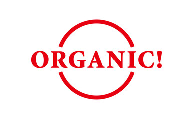 ORGANIC! - ORGANIC! text written on Red Rubber Stamp 
