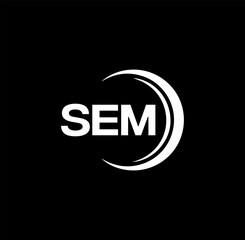 SEM set ,SEM logo. S E M design. White SEM letter. SEM, S E M letter logo design. Initial letter SEM letter logo set, linked circle uppercase monogram logo. S E M letter logo vector design.	