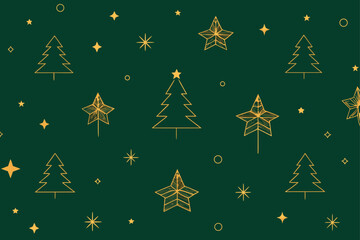 🎄 Festive seamless pattern with Christmas trees, snowflakes, and stars for winter holiday vector illustration and decoration