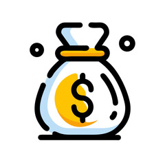 A vibrant money bag icon symbolizing financial wealth, investment success, and economic growth for modern business concepts.