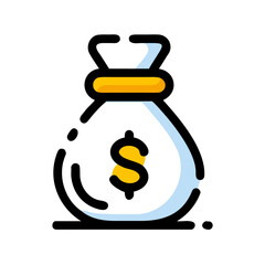 Secure bag overflowing with vibrant gold coins and a prominent dollar sign signifies wealth and financial prosperity