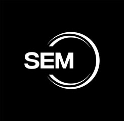 SEM set ,SEM logo. S E M design. White SEM letter. SEM, S E M letter logo design. Initial letter SEM letter logo set, linked circle uppercase monogram logo. S E M letter logo vector design.	