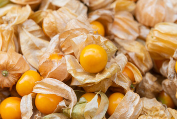 Pile of cape gooseberry on market