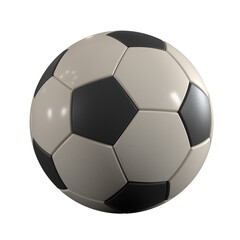 Fototapeta premium Photorealistic 3D rendering of a classic black and white panel soccer ball (football), isolated against a white background with subtle shading.