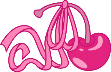 Cherry with Curly Ribbon
